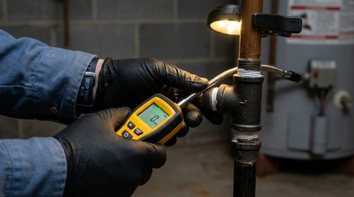 Gas leak detection with electronic sniffer by Johns Plumbing LLC in Sutherlin